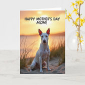 Witte Hond Moederdag Portretkaart Kaart (Gele Bloem)