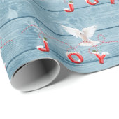 Witte hond op blauw Barn Wood Cadeaupapier (Rol Hoek)