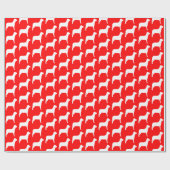 Witte hond op rood cadeaupapier (Vlak)