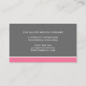 Witte hond op roze en grijze hond op het pootje visitekaartje (Achterkant)