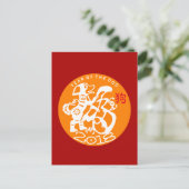 Witte Hond Papercut Chinese aangepaste Jaar Verjaa Feestdagenkaart (Staand voorkant)