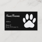 Witte Hond Paw Print op zwart Custom Visitekaartje (Voorkant)