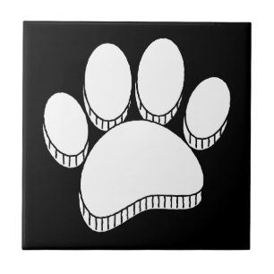Witte Hond Pawprint Hand getrokken Custom Tegeltje