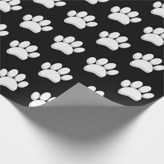 Witte Hond Poot Print Hand getrokken Custom Cadeaupapier (Hoek)