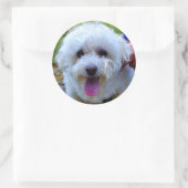 Witte hond ronde sticker (Tas)