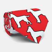 Witte Hond Rood Stropdas (Opgerold)