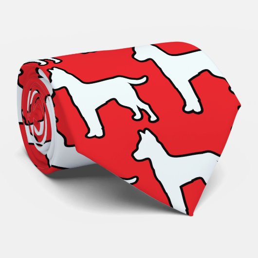 Witte Hond Rood  Stropdas (Opgerold)