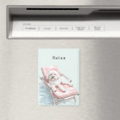 Witte Hond Roze Lounge Stoel Magneet (Insitu (Vaatwasser))
