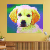 Witte hond schilderij kunstwerk canvas afdruk (Insitu (Woonkamer))