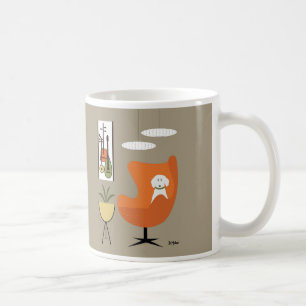 Witte hond uit de middeleeuwen van de Oranje eiers Koffiemok