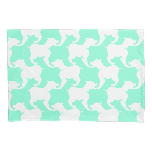 Witte hond van de Faux Houndstooth Kies Kleur Kuss Kussensloop (Voorkant)