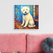 Witte hond Van Gogh Canvas Afdruk (Insitu (Woonkamer))