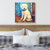 Witte hond Van Gogh Canvas Afdruk (Insitu (Slaapkamer))