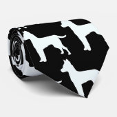 Witte Hond Zwart Stropdas (Opgerold)