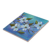 Witte hondenbloemen keramische tegel van Renee Tegeltje (Zijkant)