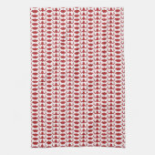 Witte Hondenbotten Visgraatpatroon Baksteen Rood Theedoek (Verticaal)