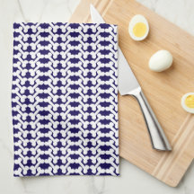 Witte Hondenbotten Visgraatpatroon Marineblauw