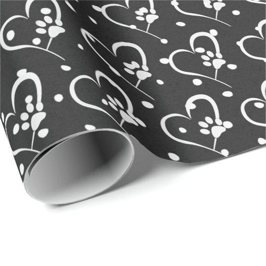 witte hondenpokken op het hart cadeaupapier (Rol Hoek)