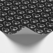 witte hondenpoot afdrukken op hart cadeaupapier (Hoek)