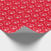 witte hondenpoot afdrukken op hart cadeaupapier (Hoek)