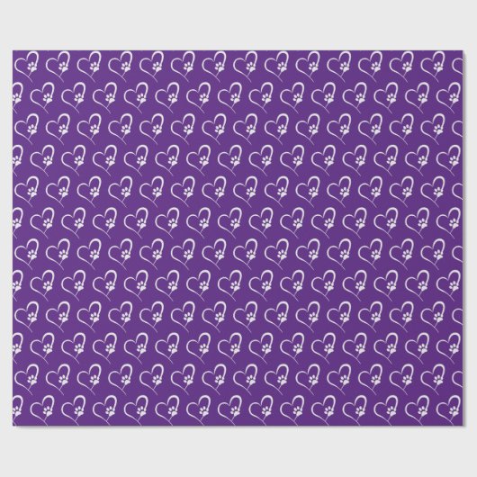 witte hondenpoot afdrukken op hart cadeaupapier (Vlak)