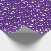 witte hondenpoot afdrukken op hart cadeaupapier (Hoek)