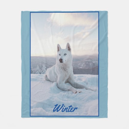 Witte hondje in de sneeuw fleece deken (Voorkant)