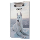 Witte hondje in de sneeuw klembord (Links)