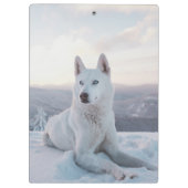 Witte hondje in de sneeuw klembord (Achterkant)