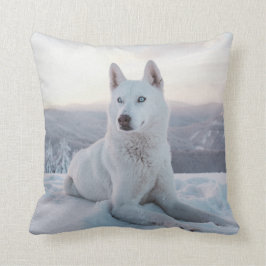 Witte hondje in de sneeuw kussen