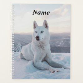 Witte hondje in de sneeuw planner