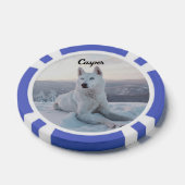 Witte hondje in de sneeuw poker chips (Enkel)