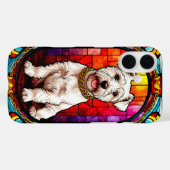Witte hondportret in glas-in-lood kunstwerk Case-Mate iPhone case (Achterkant (horizontaal))