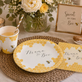 Witte Honingbij Baby Shower Papieren Bordje
