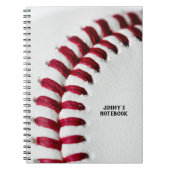 Witte honkbal close-up gepersonaliseerd notitieboek (Voorkant)