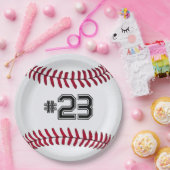 Witte honkbal met nummer papieren bordje (Feest)