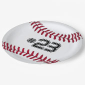 Witte honkbal met nummer papieren bordje (Gekanteld)