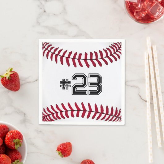Witte honkbal met nummer servet (Insitu)