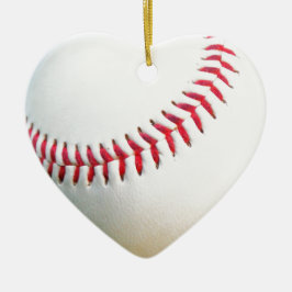 Witte honkbal met rode stiksels keramisch ornament