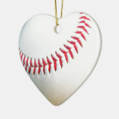Witte honkbal met rode stiksels keramisch ornament (Links)