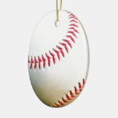 Witte honkbal met rode stiksels keramisch ornament (Links)