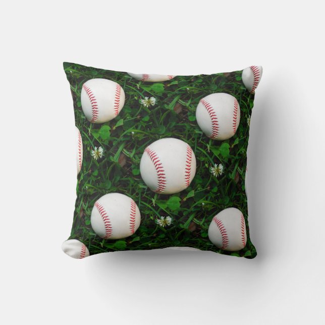 Witte honkbal met rode stiksels kussen (Voorkant)