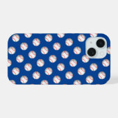 Witte honkbal met rode stiksteek iPhone 15 case (Achterkant horizontaal)