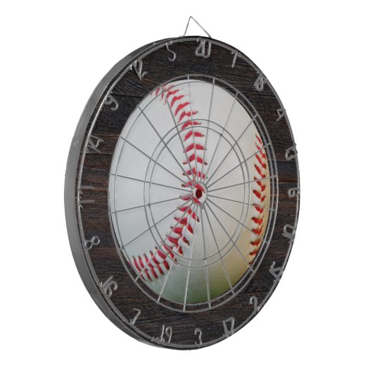 Witte honkbal met rode tekenplaat dartbord (Voorkant Links)