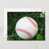 Witte honkbal met rood getikt briefkaart (Voorkant / Achterkant)