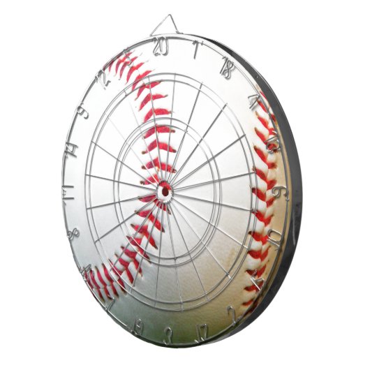 Witte honkbal met rood getikt dartbord (Voorkant Rechts)