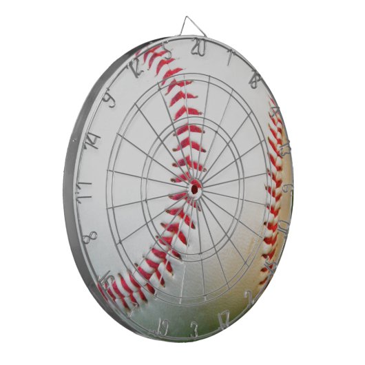 Witte honkbal met rood getikt dartbord (Voorkant Links)