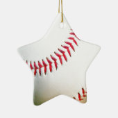 Witte honkbal met rood getikt keramisch ornament (Rechts)