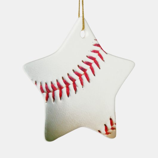 Witte honkbal met rood getikt keramisch ornament (Rechts)