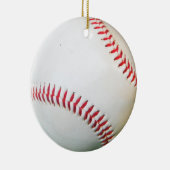 Witte honkbal met rood getikt keramisch ornament (Rechts)